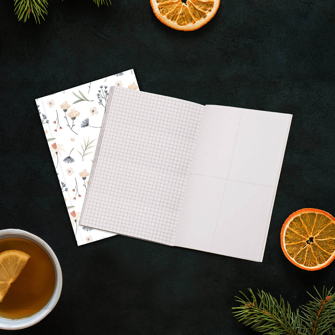 White Floral Notebook