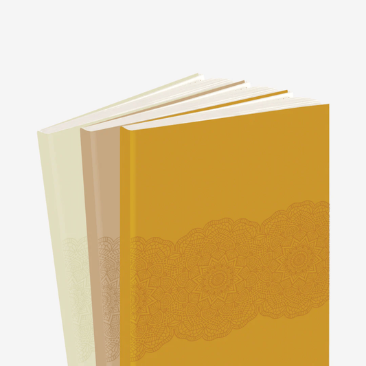 Yellow Mandala Notebook – Set of 3