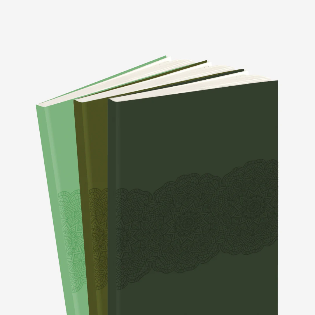Green Mandala Notebook – Set of 3