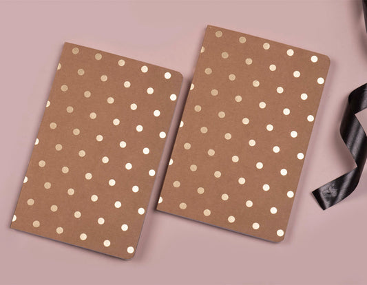 Golden Polka Black Kraft Notebook