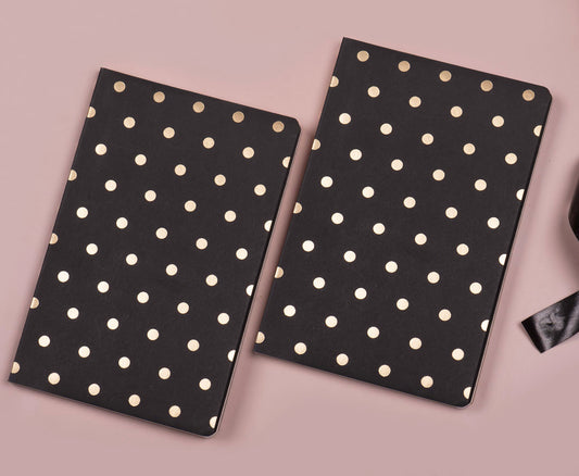 Golden Polka Black Kraft Notebook