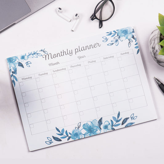 Blue Floral Monthly Planner